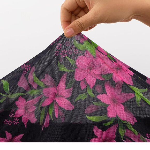 Women’s Mesh Bodycon Midi Dress Long Sleeve Square Neck Elegant Party - Picture 5 of 5